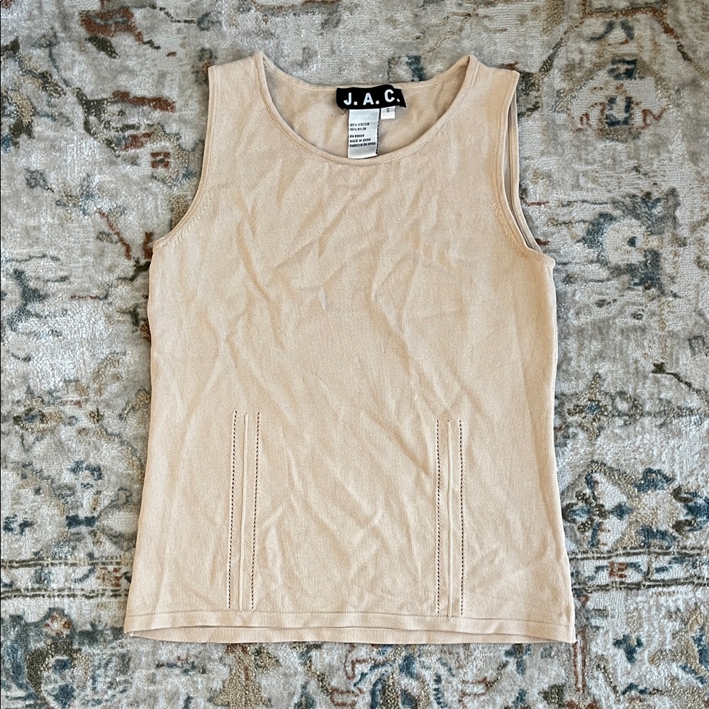 Cream Knit Sleeveless Tank Top